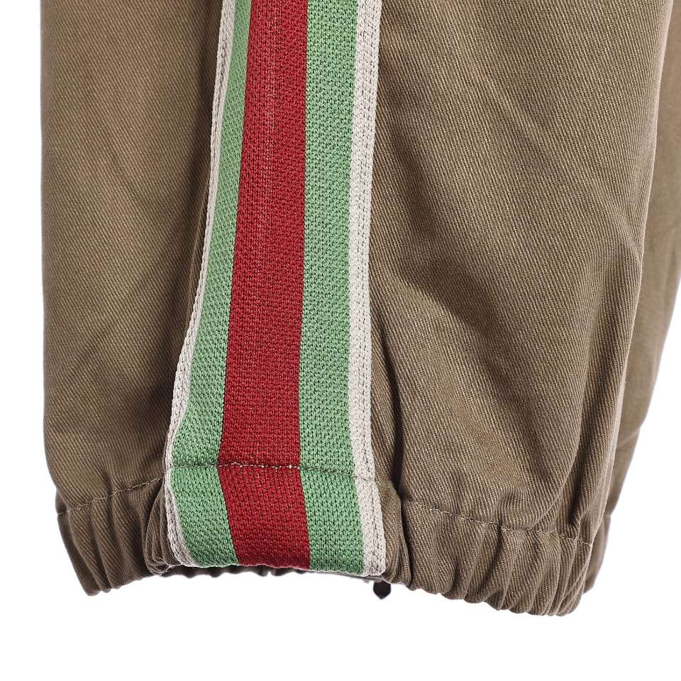 YESKICKS Gucci Webbing Cotton Trousers For Unisex Khaki - Image 6