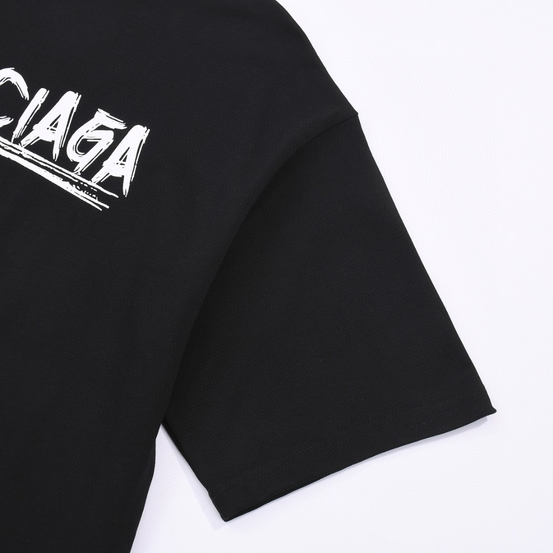 YESKICKS Balenciaga Logo Print T-shirt for Unisex Black and White - Image 7