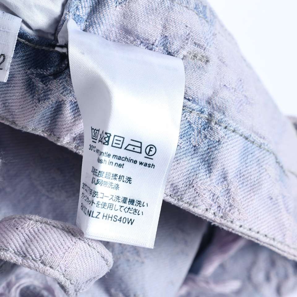 YESKICKS Louis Vuitton Jacquard Washed Purple Fringed Denim Trousers For Unisex - Image 6