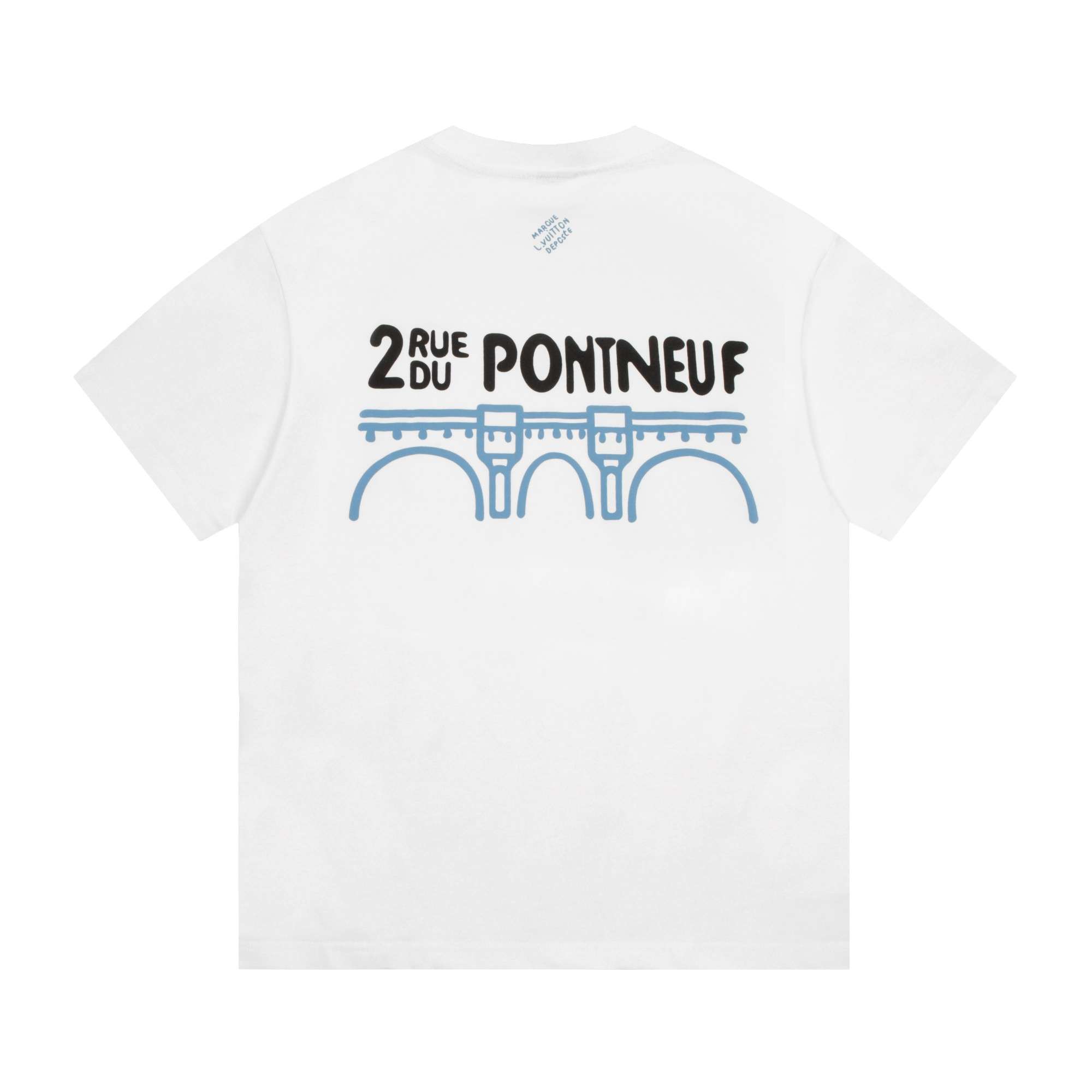 YESKICKS Louis Vuitton Cartoon Bridge Print T-Shirt For Unisex Black And White - Image 6