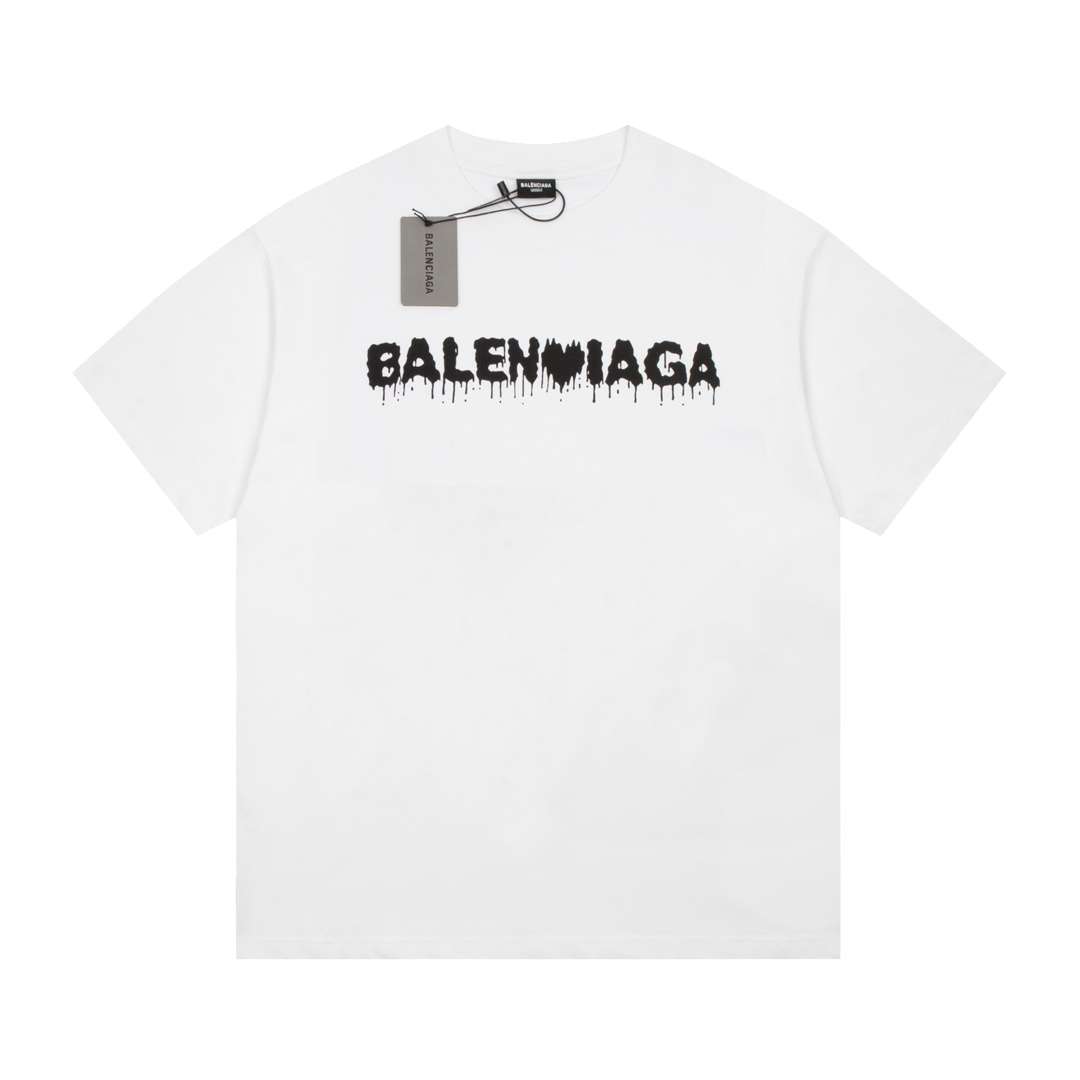 YESKICKS Balenciaga Logo Letter Print T-shirt for Unisex Black And White - Image 7