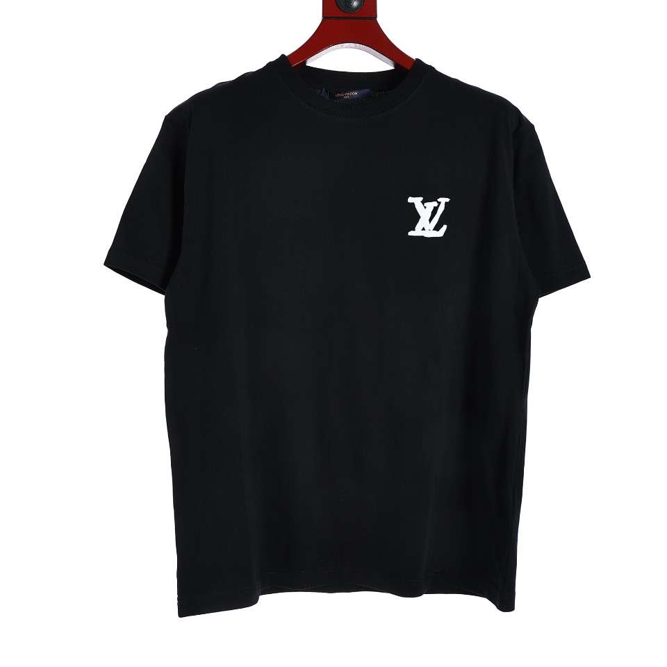 YESKICKS Louis Vuitton Graffiti Logo Foam Print T-Shirt For Unisex Black And White - Image 7