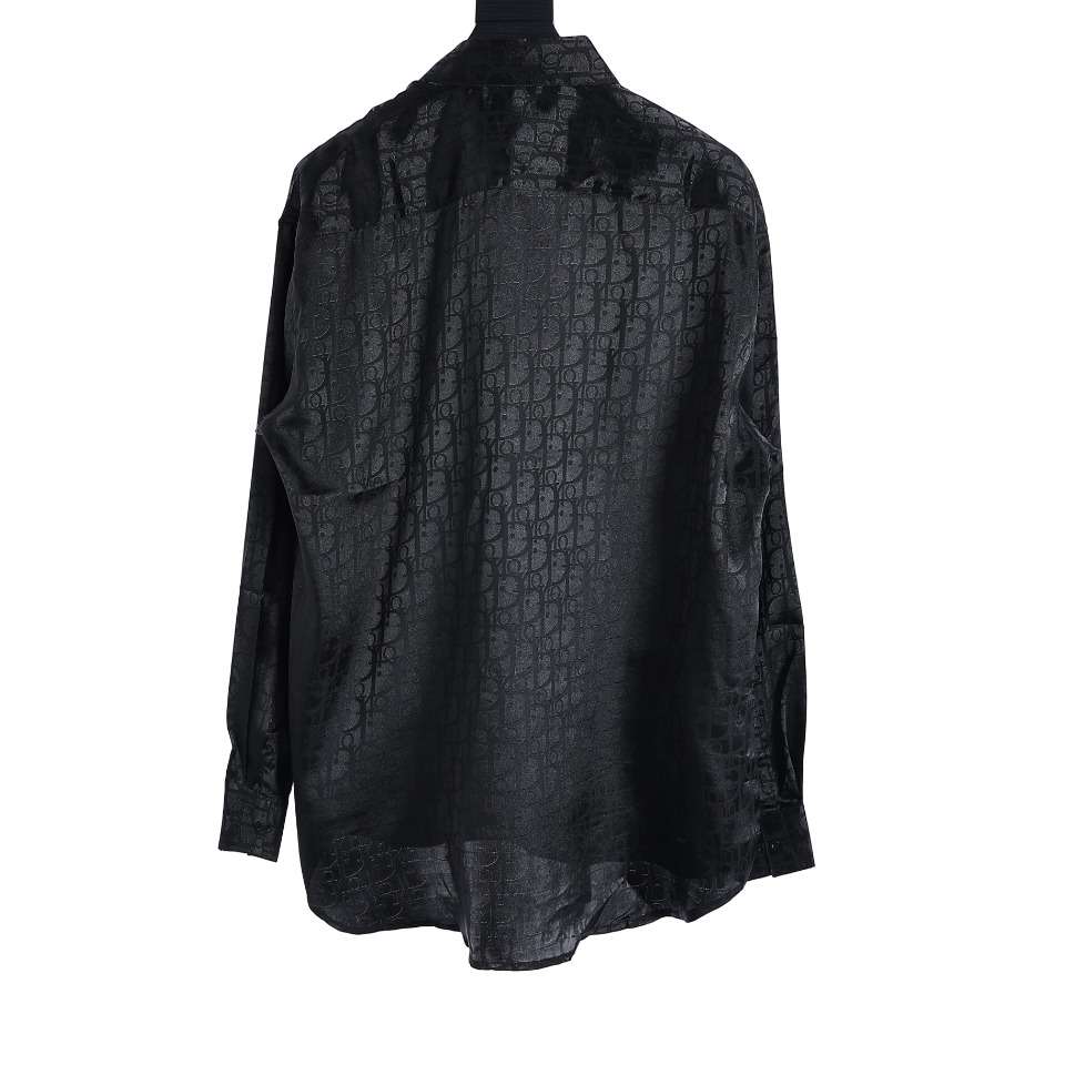 YESKICKS Dior Silk Openwork Jacquard Old Flower Long-Sleeved Shirt For Unisex - Image 7