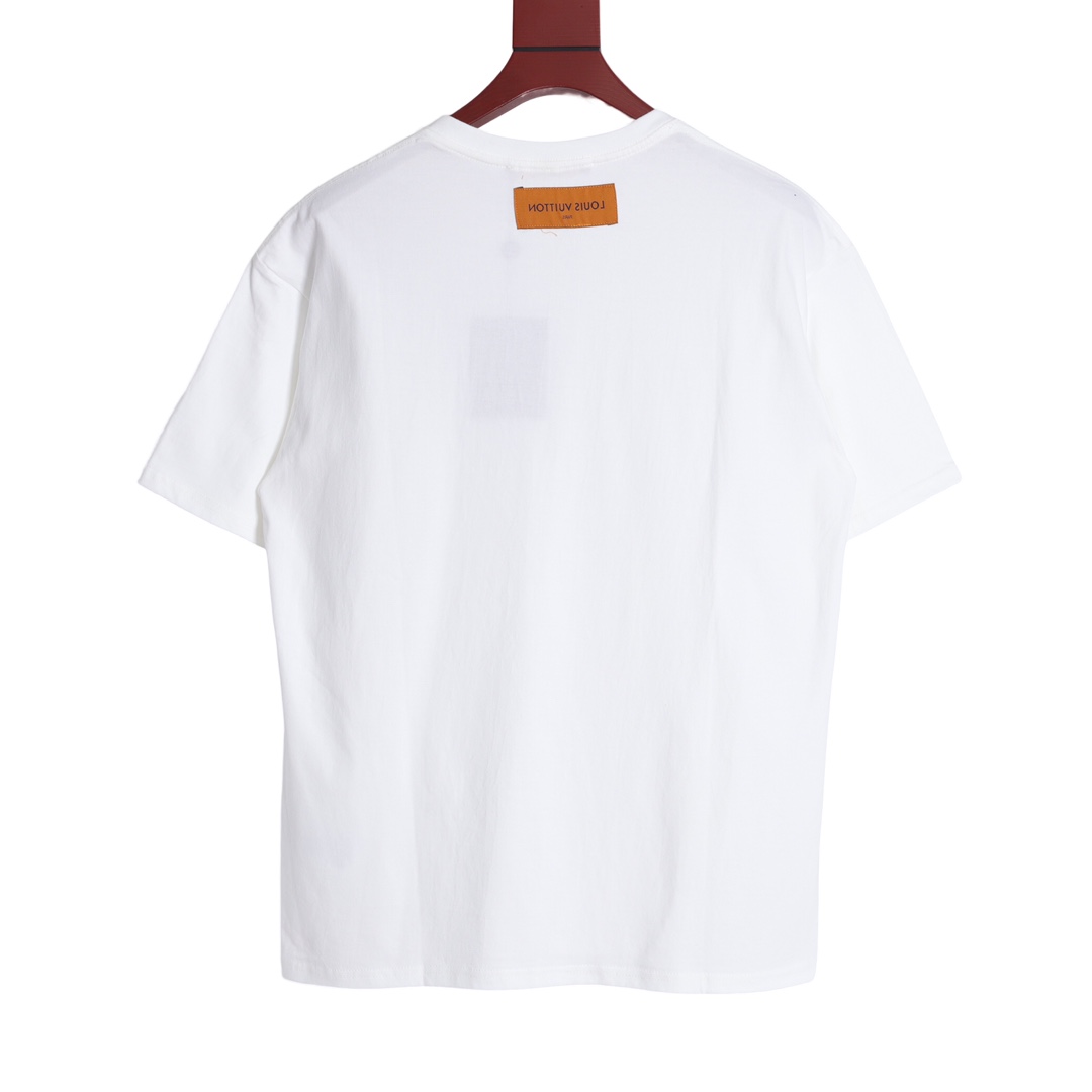 YESKICKS Louis Vuitton Sunflower Letter Print T-Shirt For Unisex Black And White - Image 7