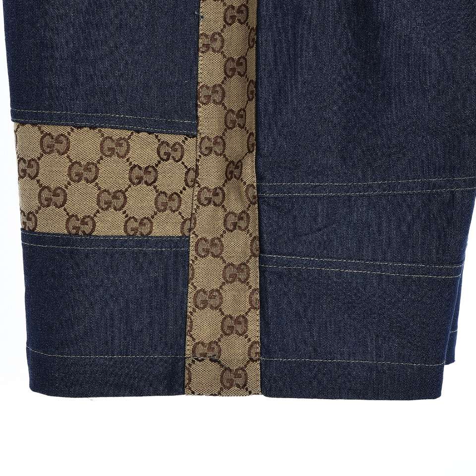 YESKICKS Gucci Patchwork Denim Shorts Pants For Men - Image 7