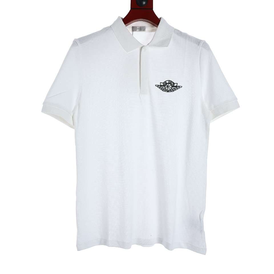 YESKICKS Dior Wing Embroidery Polo Shirt For Men Black And White - Image 7