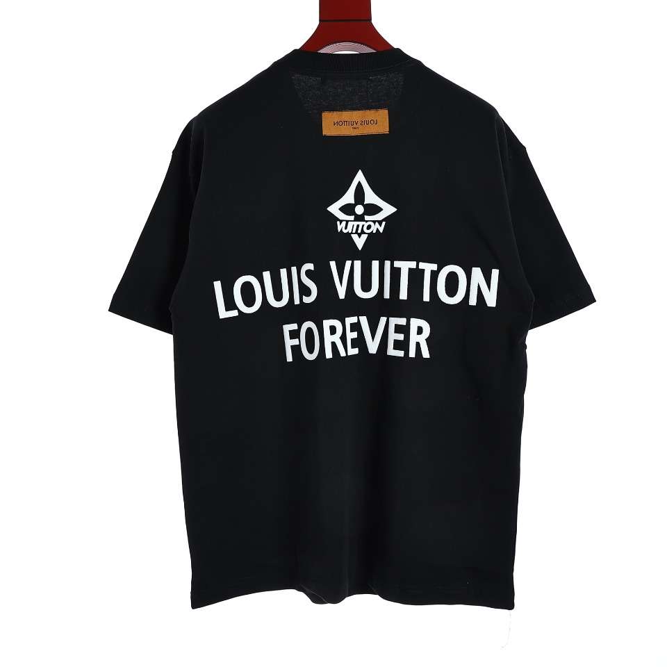 YESKICKS Louis Vuitton Foam Letter Print T-Shirt For Unisex Black And White - Image 7