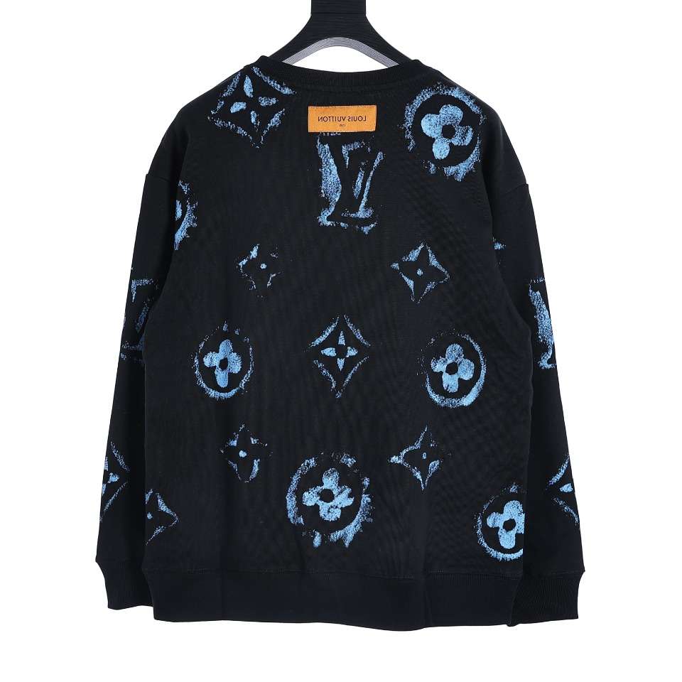 YESKICKS Louis Vuitton Monogram Gradient Inkjet Large Logo Crew Neck Sweatshirt For Unisex Black And White - Image 7