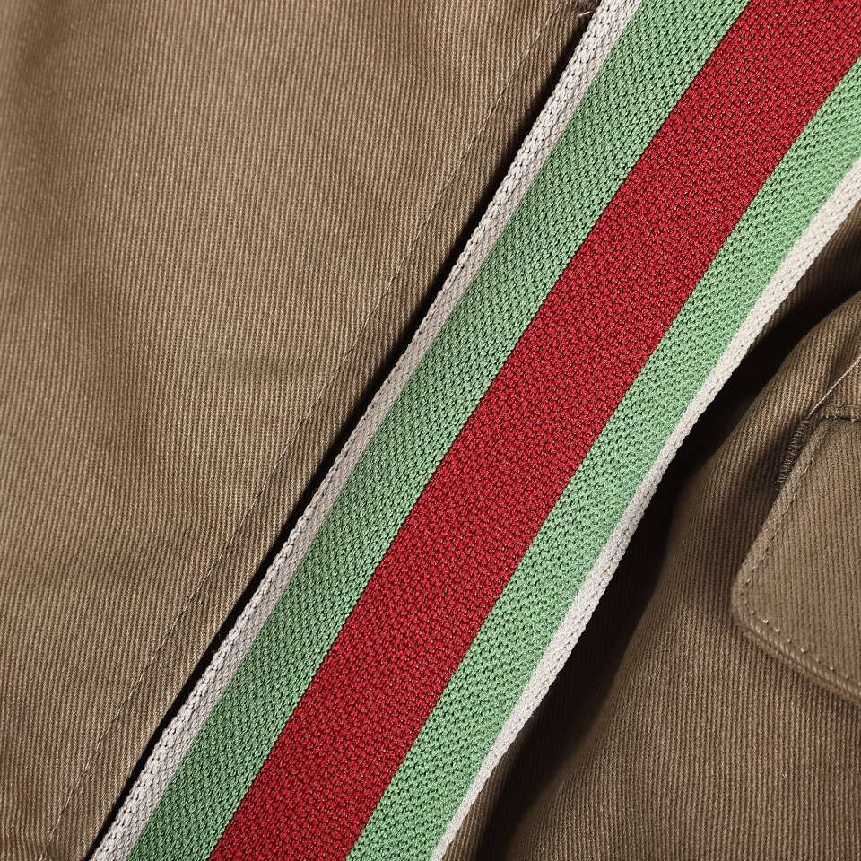 YESKICKS Gucci Webbing Cotton Trousers For Unisex Khaki - Image 7