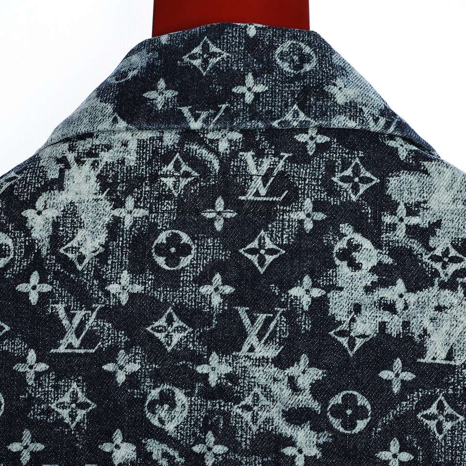 YESKICKS Louis Vuitton Monogram Rendered Denim Baseball Jersey Shirt For Unisex - Image 7