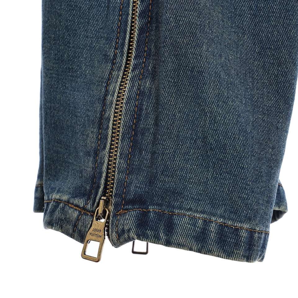 YESKICKS Louis Vuitton Embossed Denim Pants For Unisex - Image 7