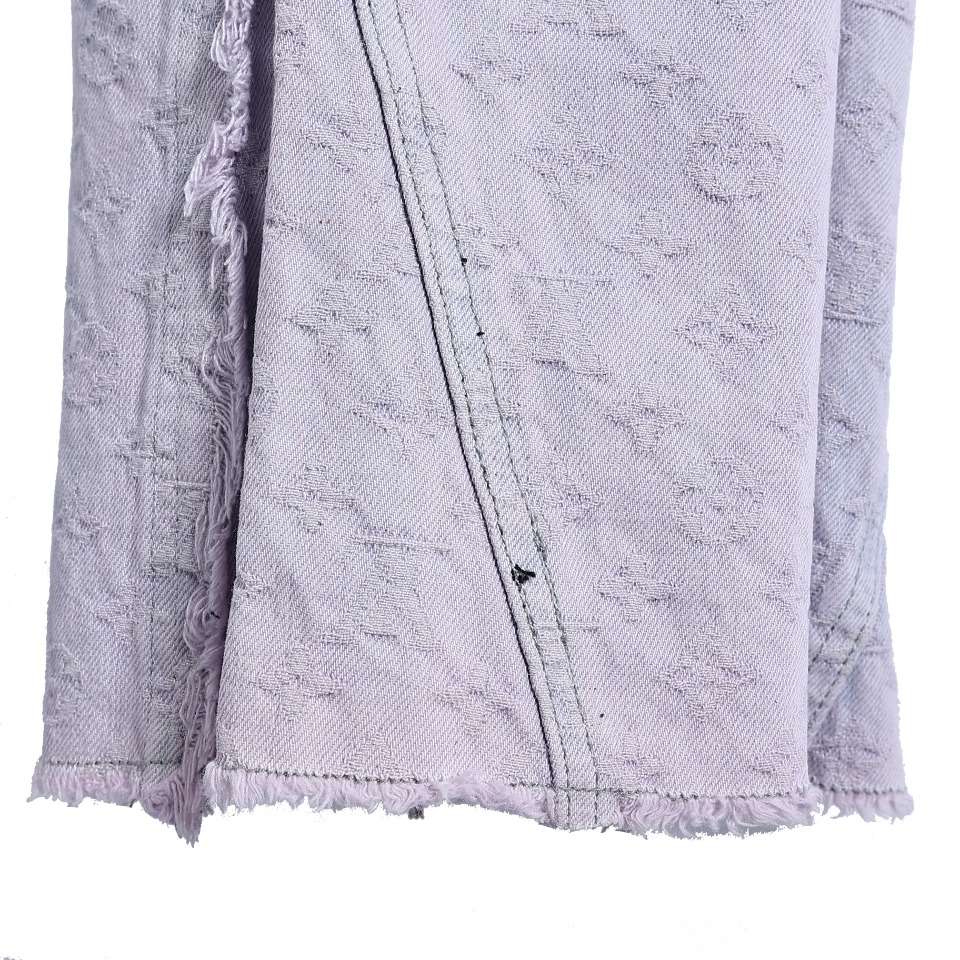 YESKICKS Louis Vuitton Jacquard Washed Purple Fringed Denim Trousers For Unisex - Image 7