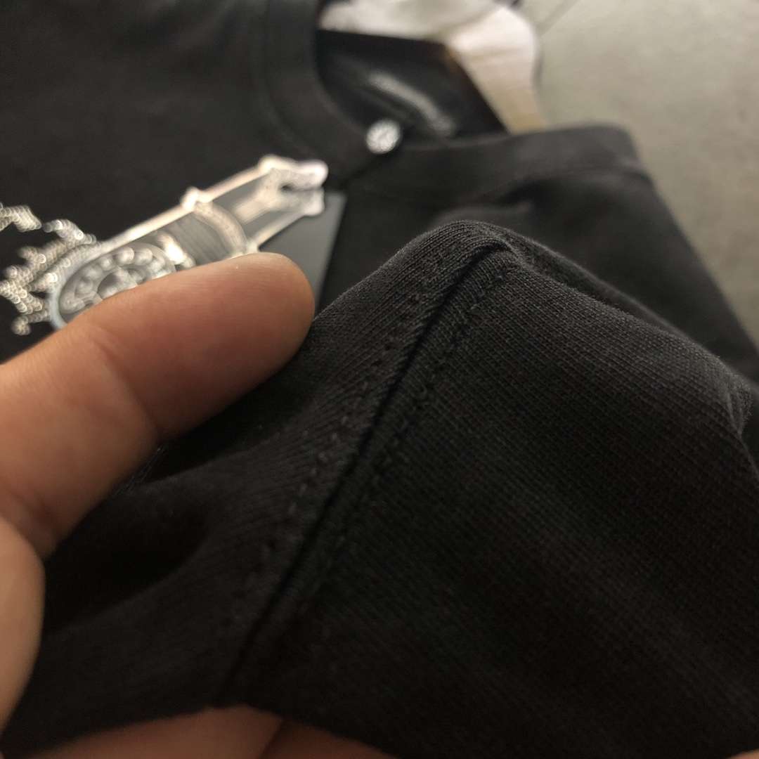 YESKICKS Chrome Hearts Vintage Cross Pattern Logo Print T- Shirt For Unisex Black - Image 7