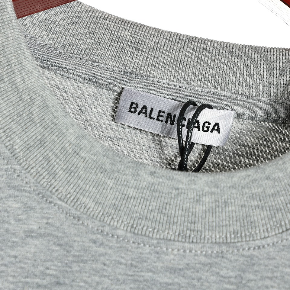 YESKICKS Balenciaga Love Element Pattern Logo Print T-shirt for Unisex Black And Gray - Image 7
