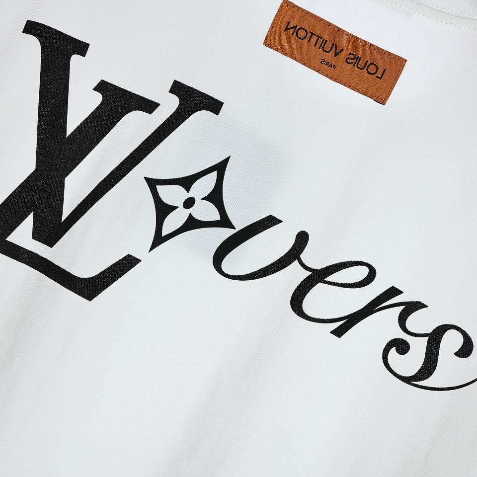 YESKICKS Louis Vuitton Letter Print T-Shirt For Unisex Black And White - Image 8