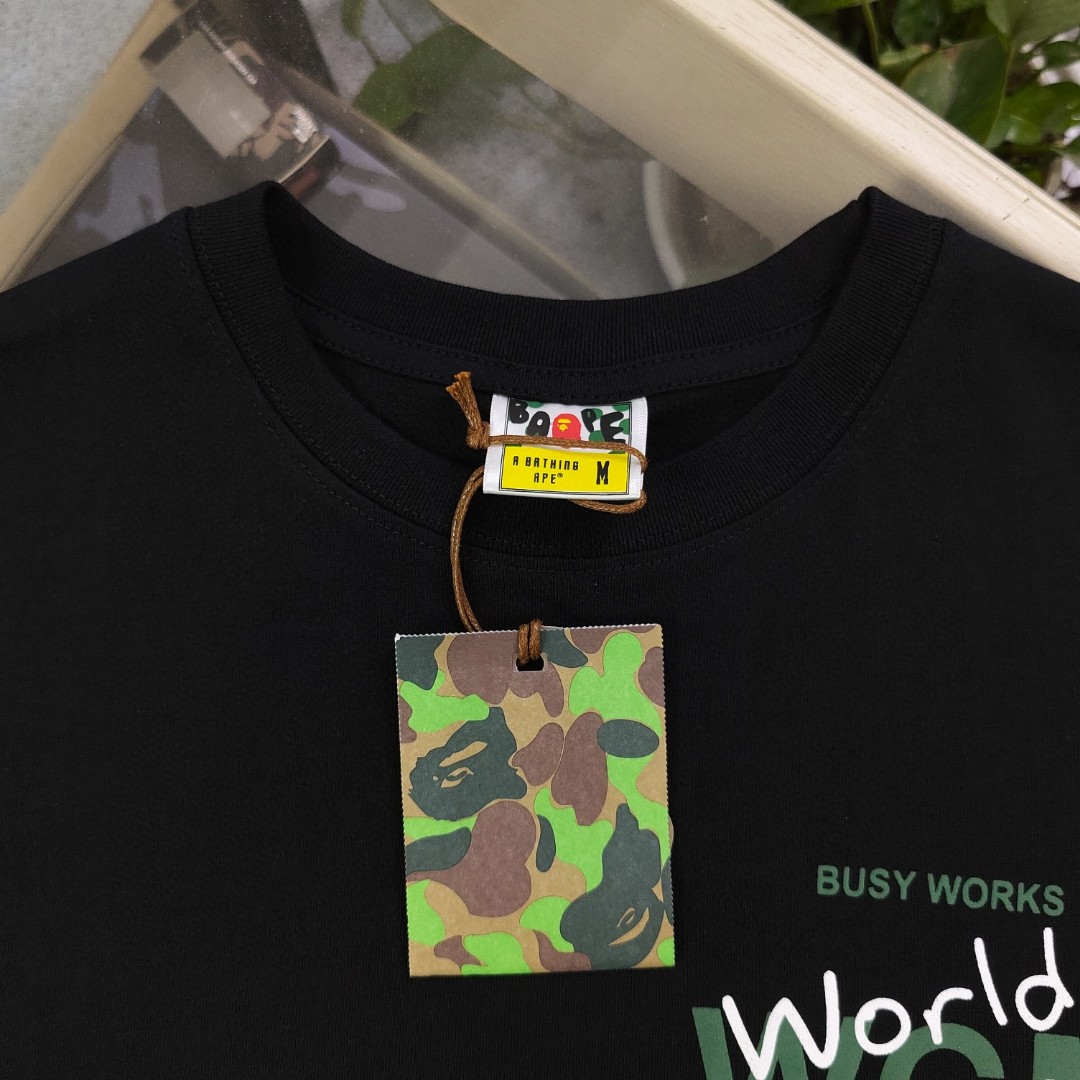 YESKICKS Bape Letter Camouflage Color Print T-Shirt for Unisex Black And White - Image 8