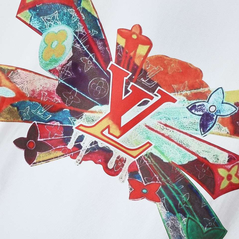 YESKICKS Louis Vuitton Fireworks Iron-On T-Shirt For Unisex Black And White - Image 8