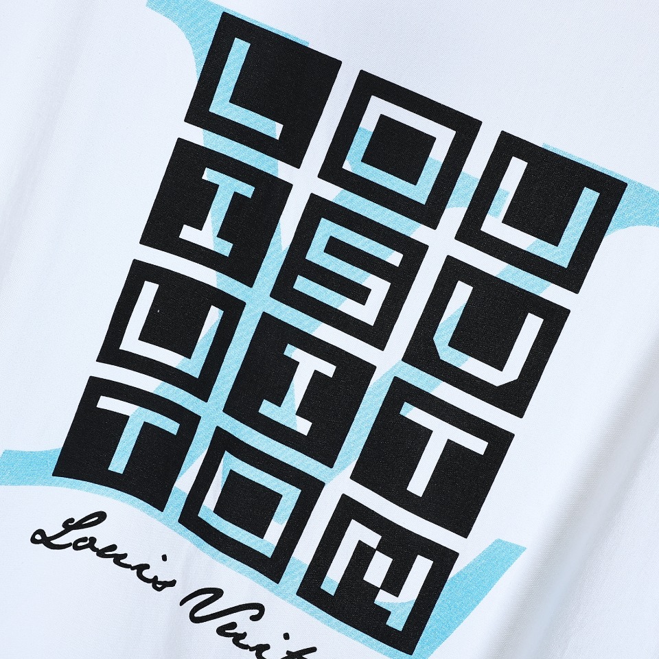 YESKICKS Louis Vuitton Block Letter Print T-Shirt For Unisex Black And White - Image 8