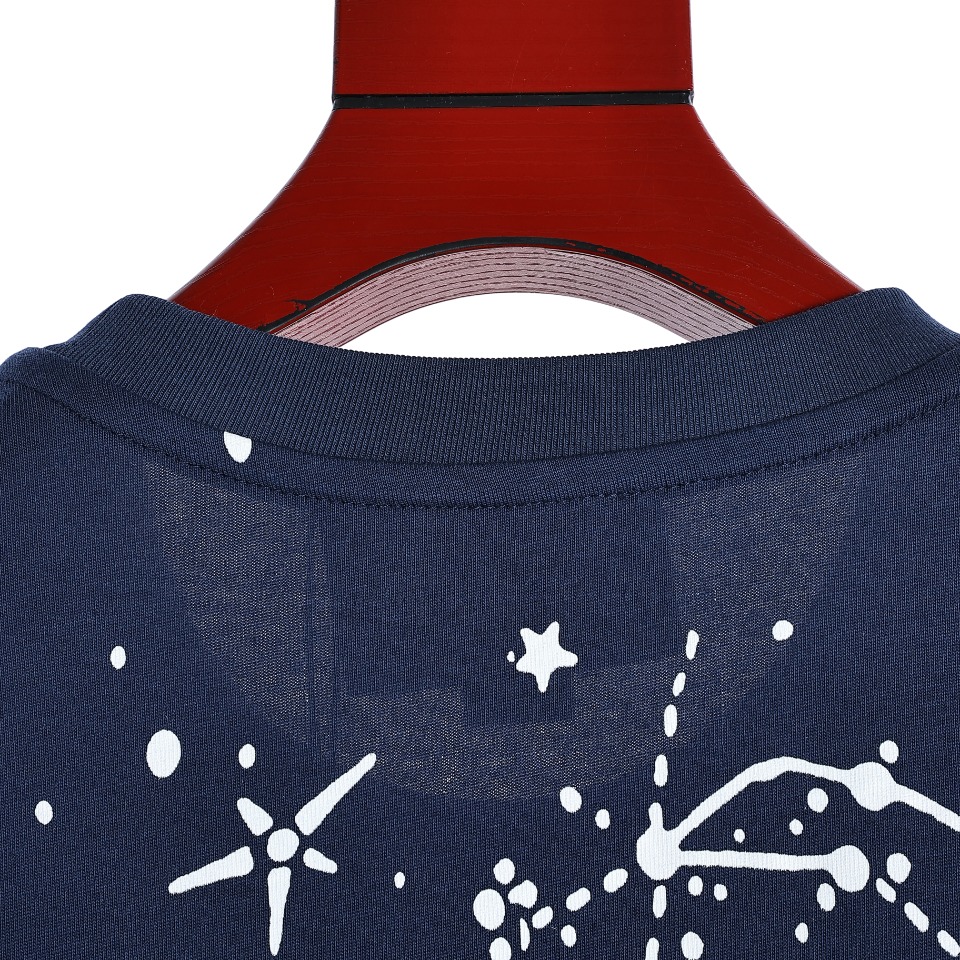 YESKICKS Gucci Star Grove Printed T-Shirt For Unisex Blue And Apricot - Image 8