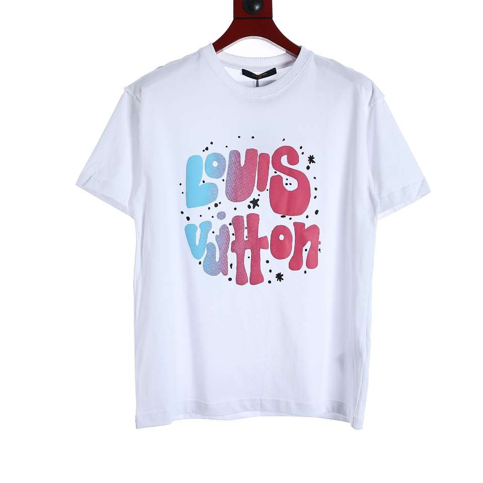 YESKICKS Louis Vuitton Gradient Logo Foam Print T-Shirt For Unisex Black And White - Image 8