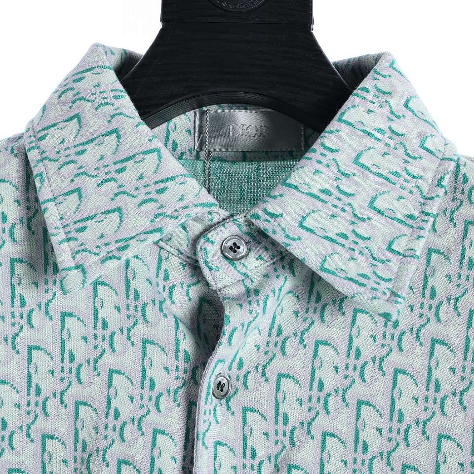 YESKICKS Dior Monogram Print Jacquard Shirt For Unisex Black And Green - Image 8