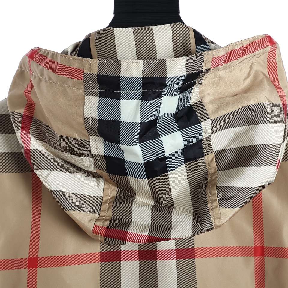 YESKICKS Burberry Plaid Thick Rubber Letter Zipper Hooded Jacket Coat For Unisex - Image 8