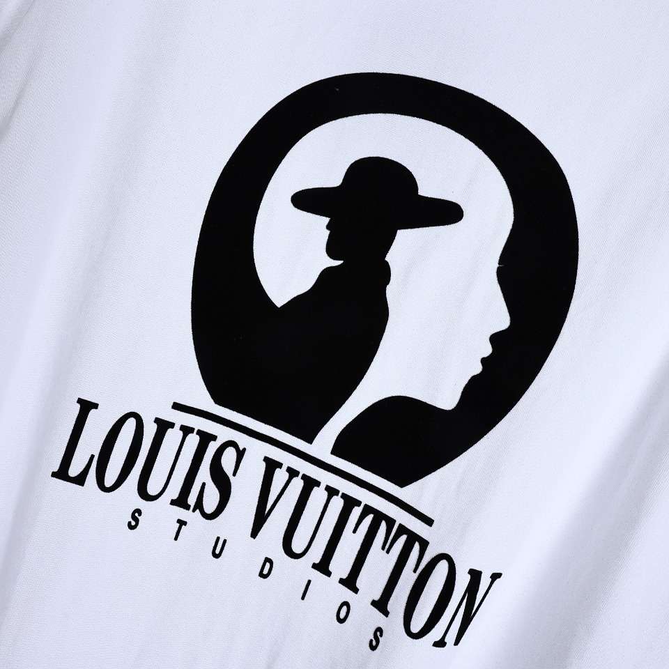YESKICKS Louis Vuitton Movie Studio Theme Flocked T-Shirt For Unisex Black And White - Image 8