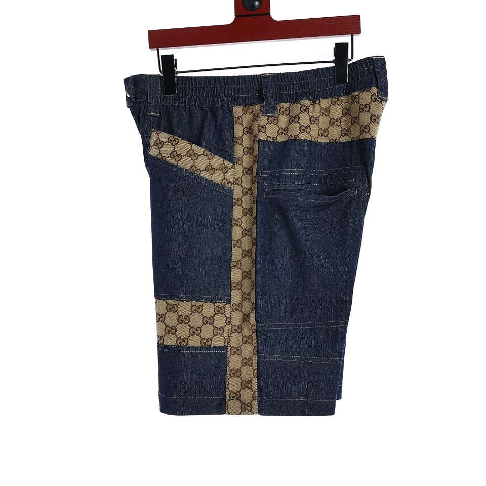 YESKICKS Gucci Patchwork Denim Shorts Pants For Men - Image 8