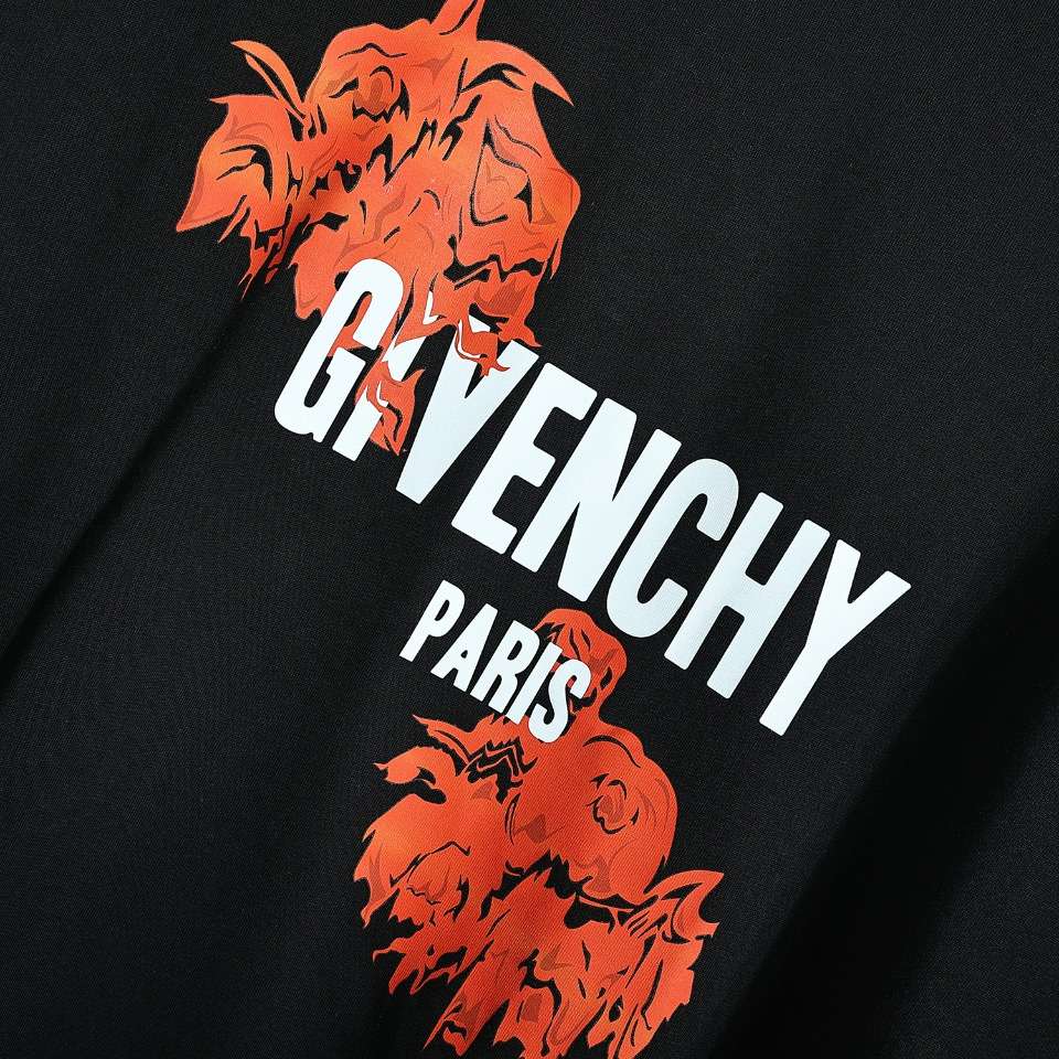 YESKICKS Givenchy Scarlet Rose Print T-Shirt For Unisex Black And White - Image 8