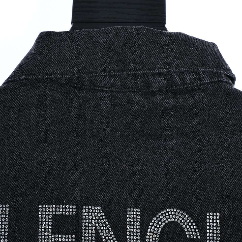 YESKICKS Balenciaga Denim Jacket With Rhinestones On The Back For Unisex - Image 8