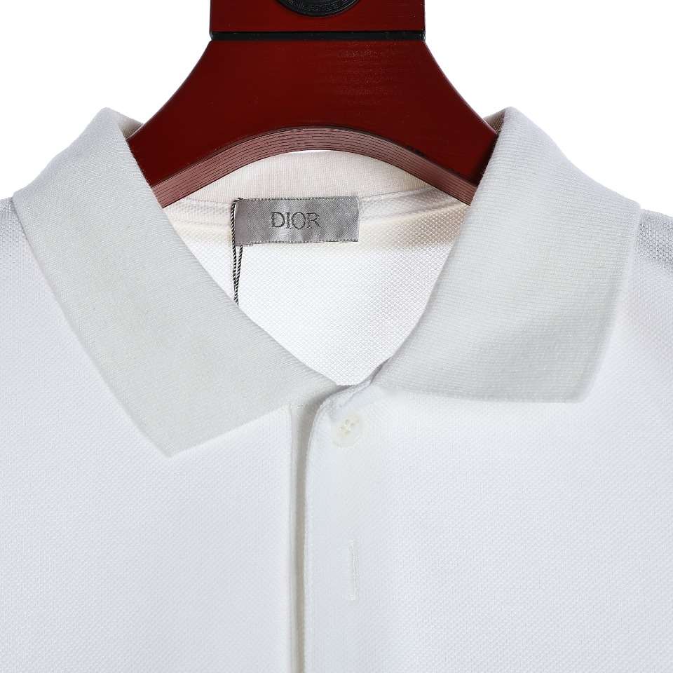YESKICKS Dior Wing Embroidery Polo Shirt For Men Black And White - Image 8