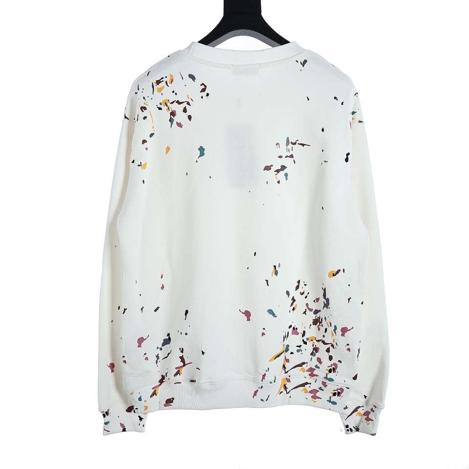 YESKICKS Dior Handmade Splattered Ink Sweatshirt For Unisex Gray And White - Image 8