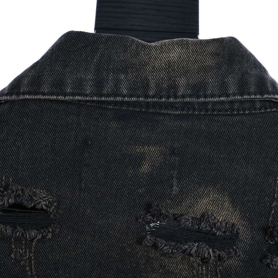 YESKICKS Balenciaga Destroyed Aged Mud Dye Denim Jacket Jacket For Unisex - Image 8