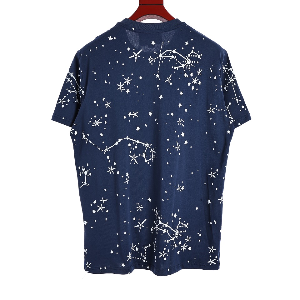 YESKICKS Gucci Star Grove Printed T-Shirt For Unisex Blue And Apricot - Image 9