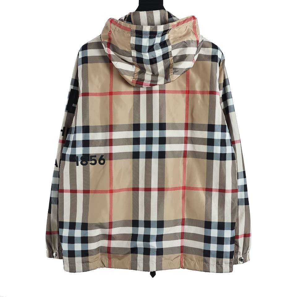YESKICKS Burberry Plaid Thick Rubber Letter Zipper Hooded Jacket Coat For Unisex - Image 9