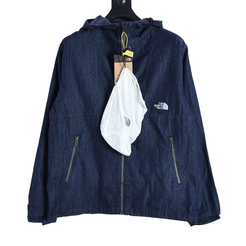YESKICKS The North Face Denim Jacket Coat For Unisex Black And Denim Blue - Image 9