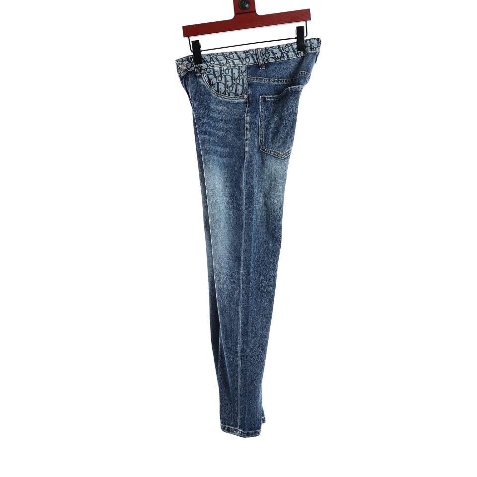 YESKICKS Dior Jeans With Logo Printed All Over The Pockets For Unisex - Image 9