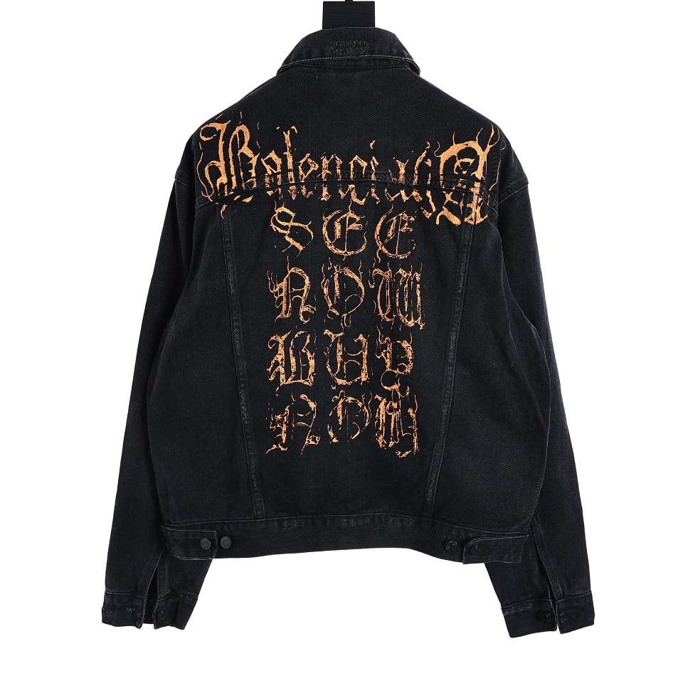 YESKICKS Balenciaga Mud Dyed Sanskrit Destroyed Denim Jacket For Unisex - Image 9