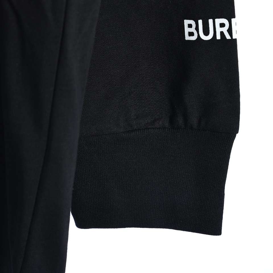 YESKICKS Burberry Oak Leaf War Horse Long Sleeve T-Shirt For Unisex Black And White - Image 5