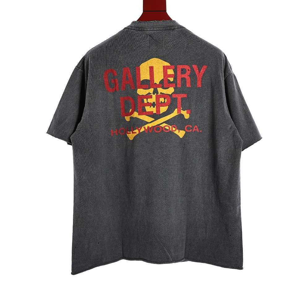 YESKICKS Gallery Dept Skull Pocket Printed Washed Aged Torn Short Sleeve T-Shirt For Unisex - Image 9