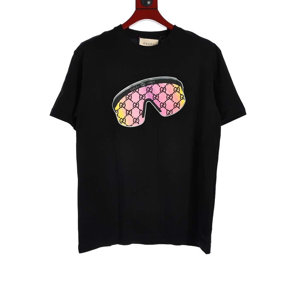 YESKICKS Gucci Ski Goggles Print Short Sleeve T-Shirt For Unisex Black And White - Image 9