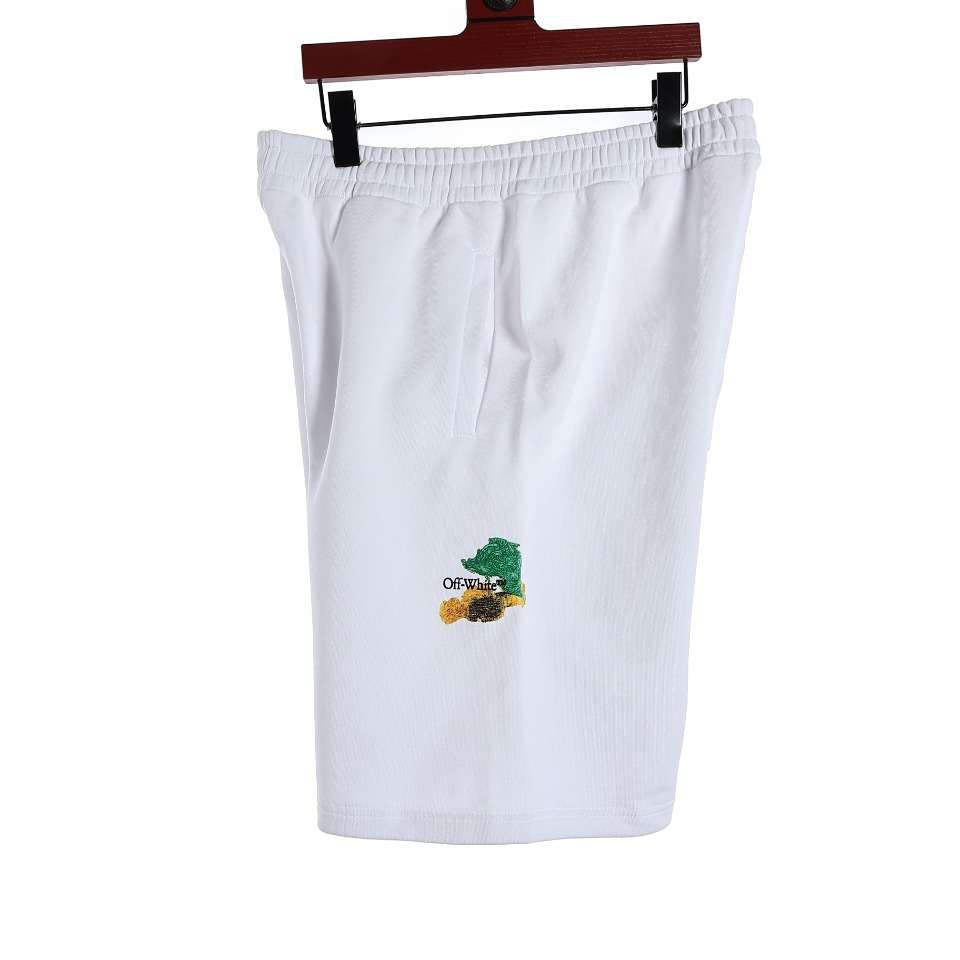 YESKICKS Off White Colorful Oil Painting Arrow Print Shorts Pants For Unisex Black And White - Image 9