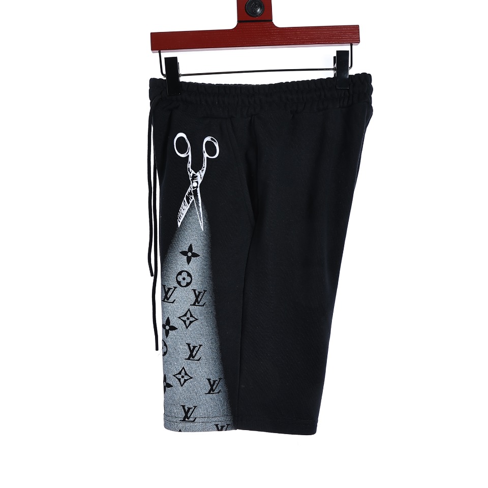 YESKICKS Louis Vuitton Scissor Short Pants Vintage Street wear For Unisex Brown and Black - Image 9