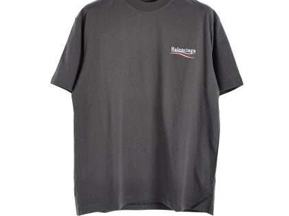 YESKICKS Balenciaga Logo Letter Print T-shirt for Unisex Military Green And Meteorite Gray