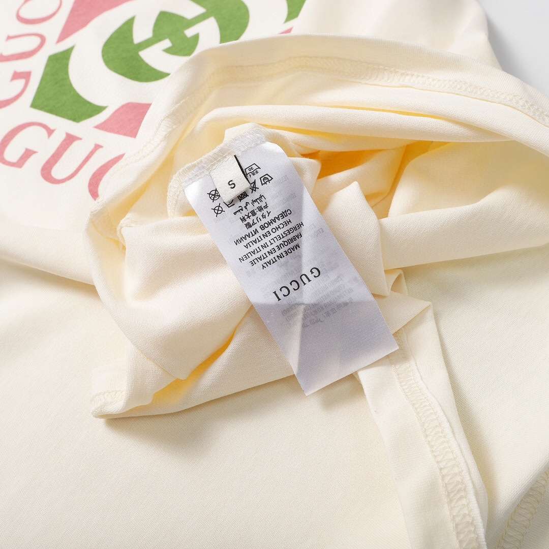 YESKICKS Gucci Logo Casual Style T-shirt for Unisex Apricot - Image 3