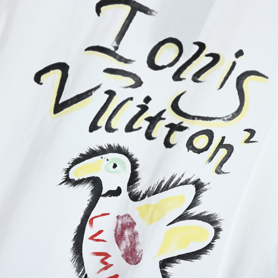 YESKICKS Louis Vuitton Graffiti Duck T-Shirt For Unisex Black And White - Image 9