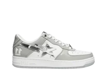 YESKICKS BapeSta White Leather Silver Logo Shoes Replicas