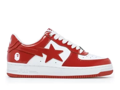 YESKICKS A Bathing Ape Bape Sta Patent Leather White Red Replica