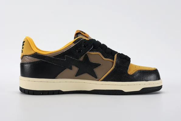 YESKICKS A Bathing Ape Bape SK8 Sta Vintage Black Yellow Replica - Image 4