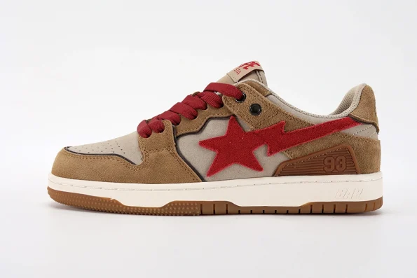 YESKICKS A Bathing Ape Sk8 Sta Wheat Red Replica - Image 2